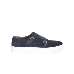 Doppia fibbia in camoscio blu - Guglielmo