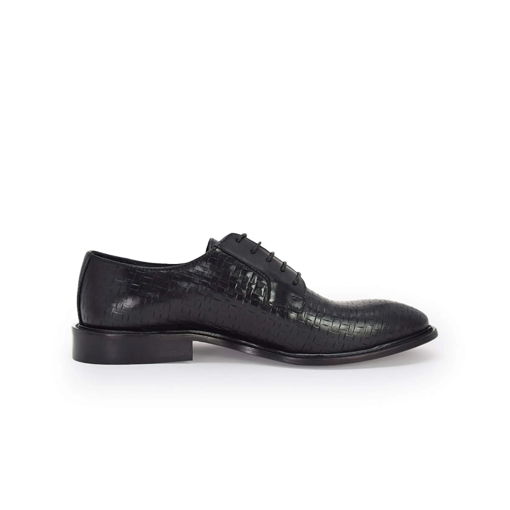 Stringate Derby intrecciate nero - Filiberto